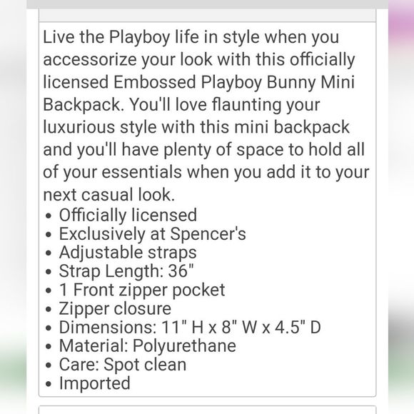 Playboy Black Embossed Playboy Bunny Mini Backpack